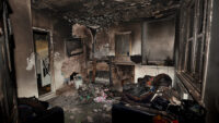 Interior damage from a house fire